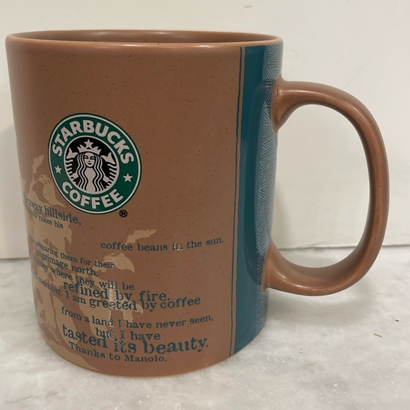 Starbucks Coffee The Origin Of Coffee 2006 Thanks To Manola 18 Oz Brown mug - Picture 1 of 5